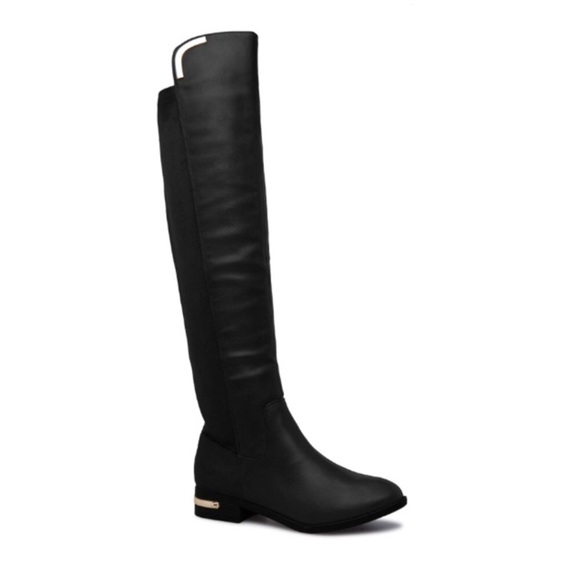 ShoeDazzle OTK Faux Leather Boots 8 WC - Picture 1 of 7